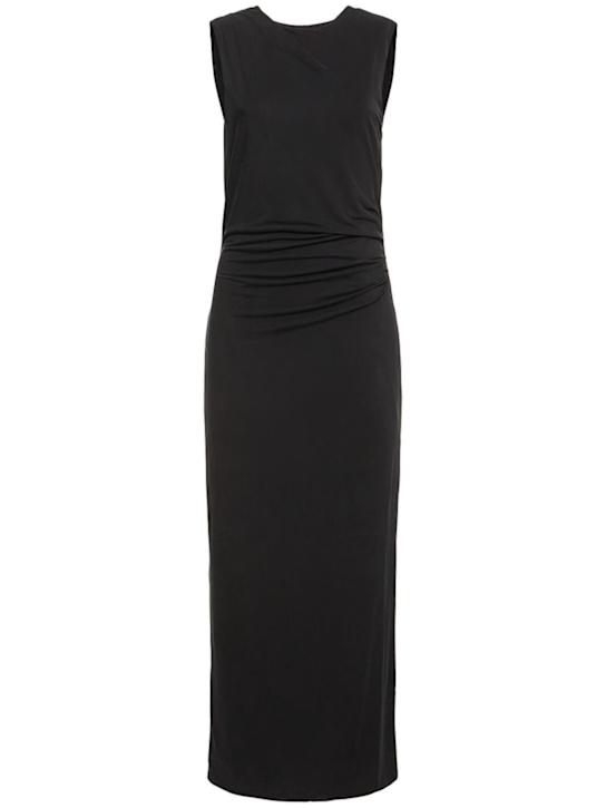 St. Agni: Cupro draped jersey midi dress - women_0 | Luisa Via Roma