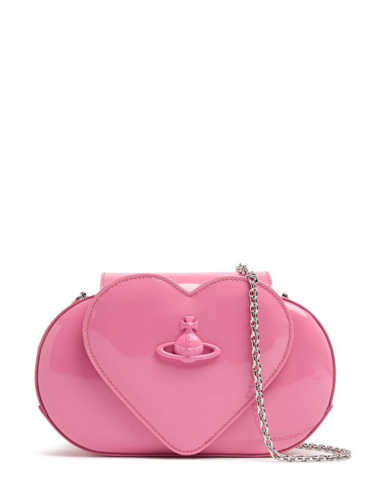 Vivienne Westwood: Borsa Jonny Heart Flap in vernice - women_0 | Luisa Via Roma