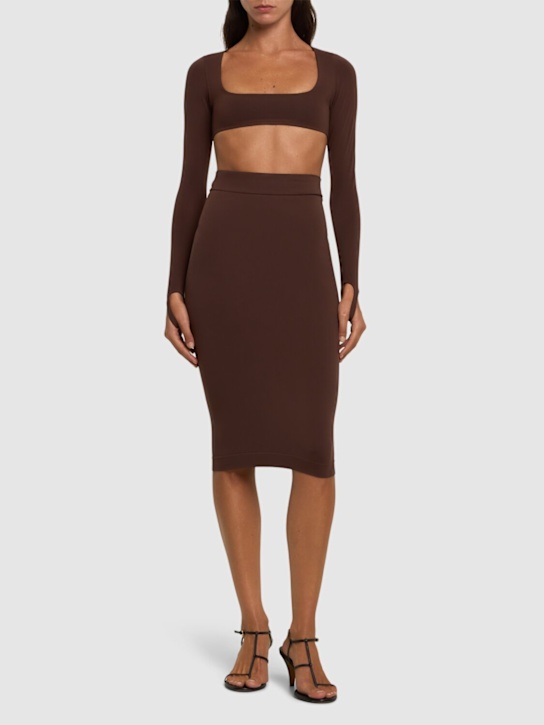 Sculpting jersey crop top - Thumbnail 2