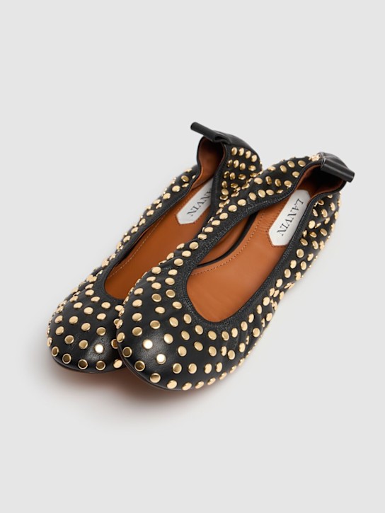 Lanvin: 5mm Studded leather ballerina flats - Black - women_1 | Luisa Via Roma