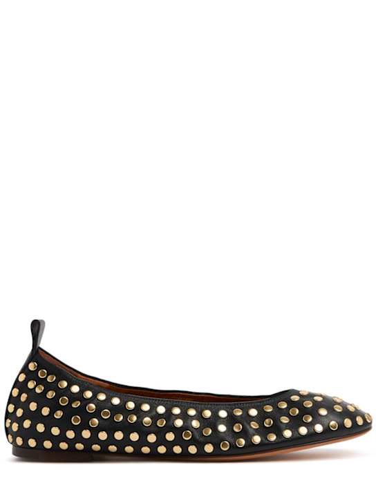 Lanvin: 5mm Studded leather ballerina flats - Black - women_0 | Luisa Via Roma