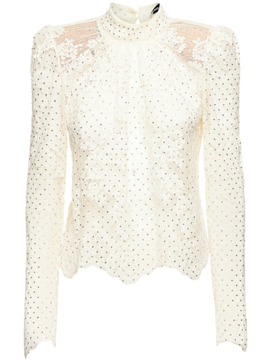 Self-portrait: Embellished lace shirt - women_0 | Luisa Via Roma