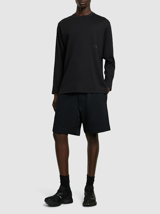 Y-3: Cotton blend shorts - Black - men_1 | Luisa Via Roma