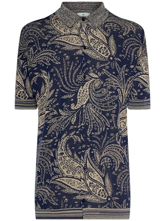 Etro: Knitted cotton polo - Multicolor - men_0 | Luisa Via Roma