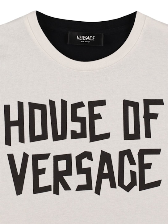 Versace: Printed logo cotton jersey t-shirt - kids-boys_1 | Luisa Via Roma