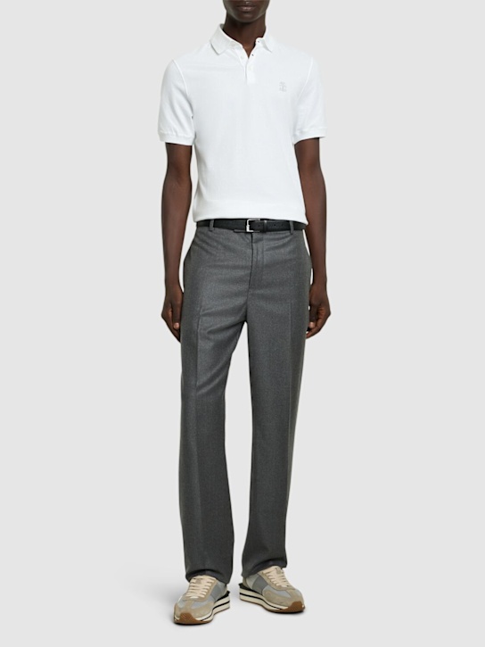 Brunello Cucinelli: Brunello Cucinelli logo piquet polo - White - men_1 | Luisa Via Roma