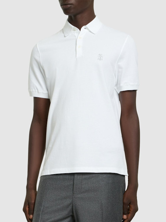 Brunello Cucinelli: Brunello Cucinelli logo piquet polo - White - men_2 | Luisa Via Roma