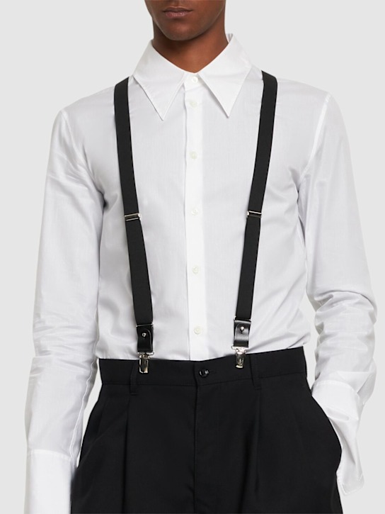 Ann Demeulemeester: Rakel leather & elastic suspenders - Black - men_1 | Luisa Via Roma