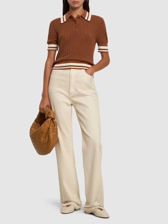 Tory Burch: Retro cotton pointelle polo shirt - women_1 | Luisa Via Roma