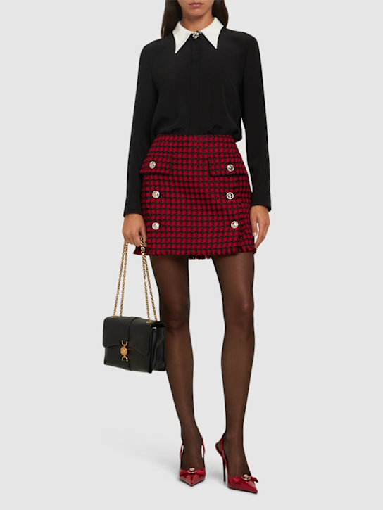Versace: Wool blend tweed mini skirt - women_1 | Luisa Via Roma