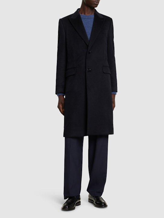 Dolce&Gabbana: Single breast peak lapel cashmere coat - Dark Blue - men_1 | Luisa Via Roma