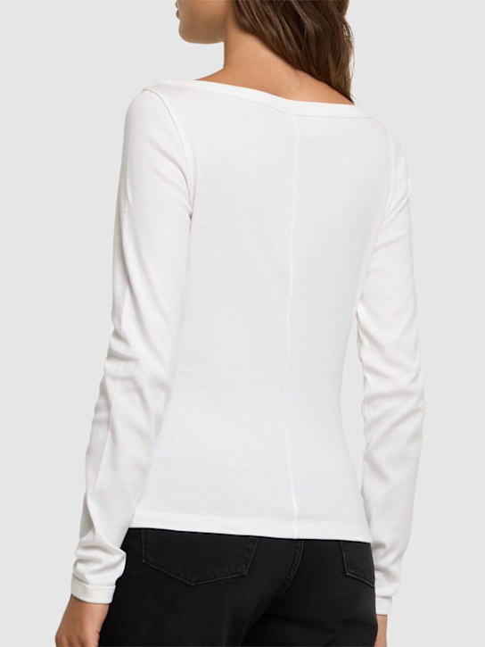 Flore Flore: Steffi Longsleeve organic cotton t-shirt - White - women_2 | Luisa Via Roma