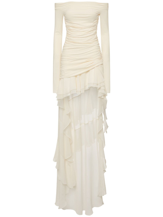 Blumarine: Off-the-shoulder organza dress w/ruffles - women_0 | Luisa Via Roma