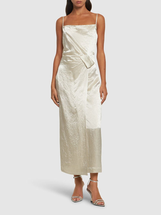 Nanushka: Briar crinkled satin midi dress - women_1 | Luisa Via Roma
