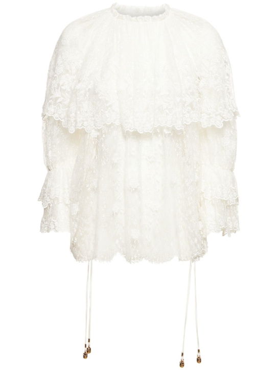 Chloé: Floral lace embroidered shirt - women_0 | Luisa Via Roma