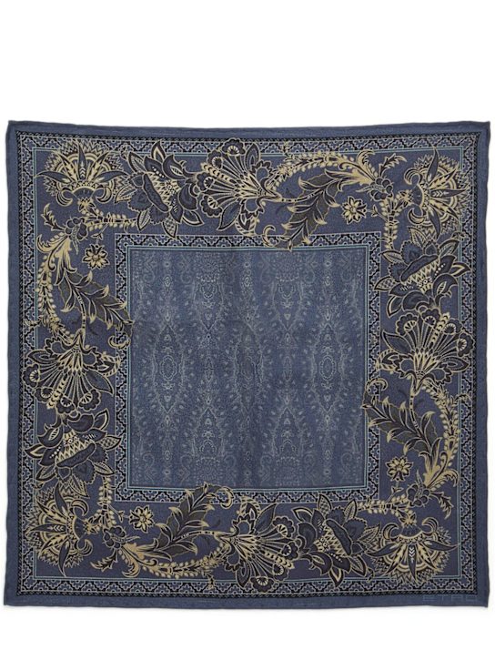 Etro: Pañuelo cuadrado de seda - Azul - men_0 | Luisa Via Roma