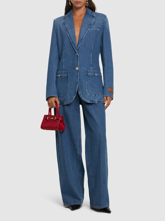 Versace: Stonewashed denim jacket - Blue - women_1 | Luisa Via Roma