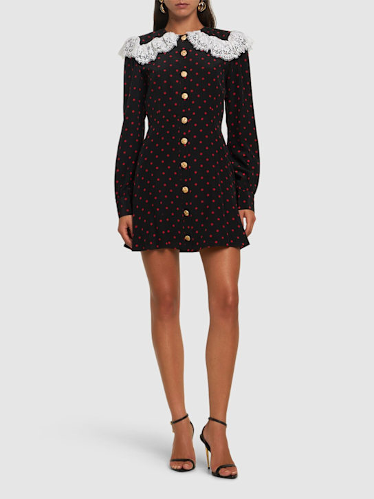 Alessandra Rich: Polka dot print silk mini dress - Black/Red - women_1 | Luisa Via Roma