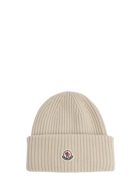 Moncler: Logo wool & cashmere beanie - men_0 | Luisa Via Roma