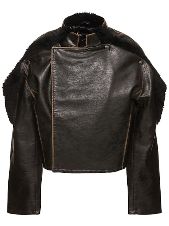Y/PROJECT: Collapsed faux leather shoulder jacket - women_0 | Luisa Via Roma