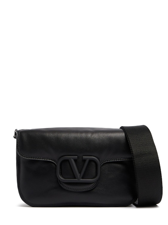 Valentino Garavani: Vlogo leather crossbody bag - men_0 | Luisa Via Roma