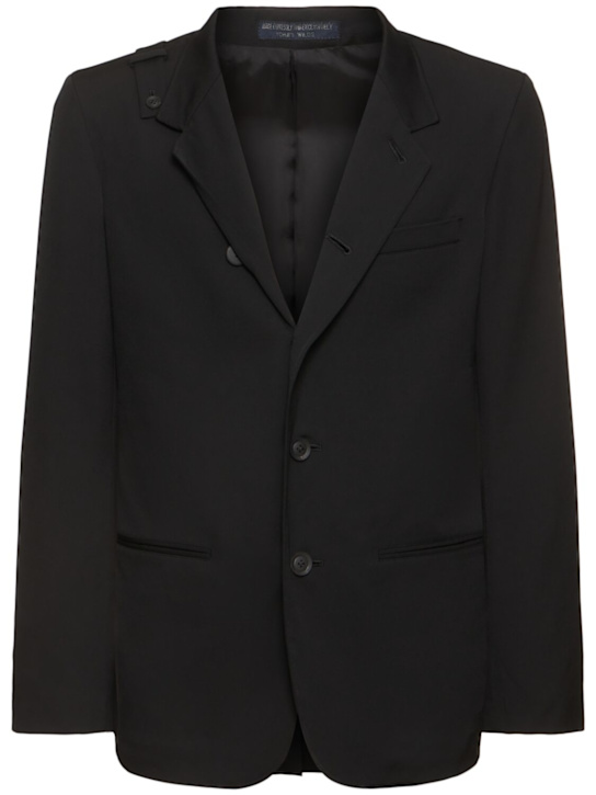 Yohji Yamamoto: Wool gabardine single breasted blazer - men_0 | Luisa Via Roma