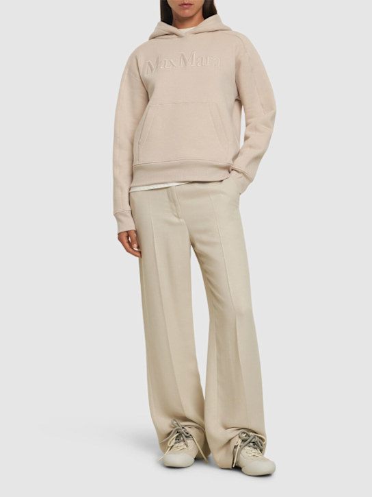 'S Max Mara: Malva logo embroidery jersey hoodie - Ecru - women_1 | Luisa Via Roma