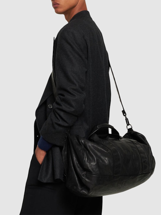 Officine Creative: Recruit smooth leather duffle bag - Black - men_1 | Luisa Via Roma