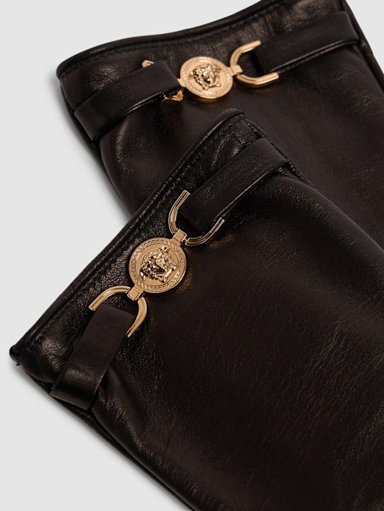 Versace: Medusa Clamp leather gloves - women_1 | Luisa Via Roma