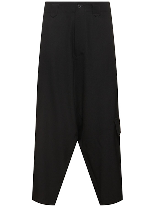 Yohji Yamamoto: Wool gabardine pants - Black - men_0 | Luisa Via Roma