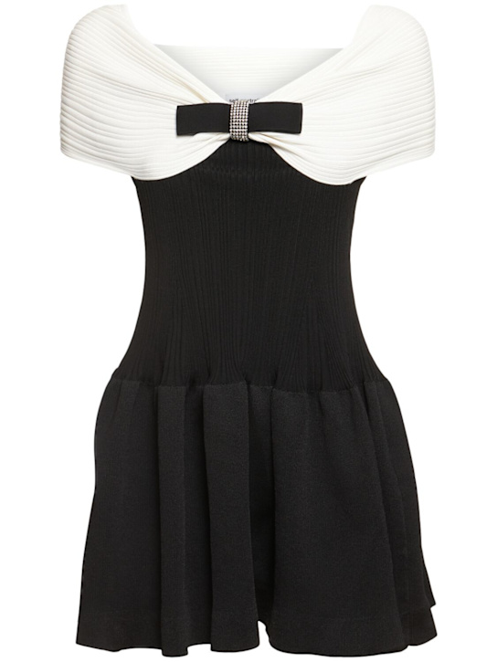 Self-portrait: Off-the-shoulder knit mini dress - women_0 | Luisa Via Roma