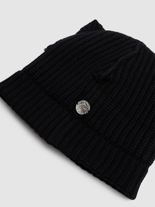 Charles Jeffrey LOVERBOY: Chunky ears wool blend beanie - Black - men_3 | Luisa Via Roma