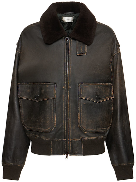 The Row: Adonis leather & shearling jacket - women_0 | Luisa Via Roma