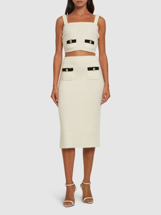 Alessandra Rich: Alpaca blend knit midi skirt - White - women_1 | Luisa Via Roma