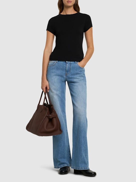 Flore Flore: Car Baby Tee organic cotton rib t-shirt - Black - women_1 | Luisa Via Roma