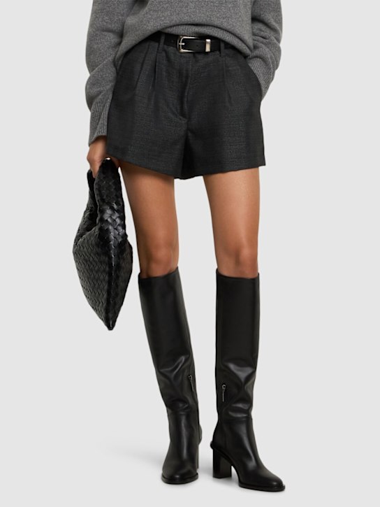 Max Mara: 90mm Leather tall boots - women_1 | Luisa Via Roma