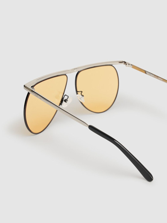 The Attico: Pilot metal sunglasses - Silver/Yellow - women_3 | Luisa Via Roma