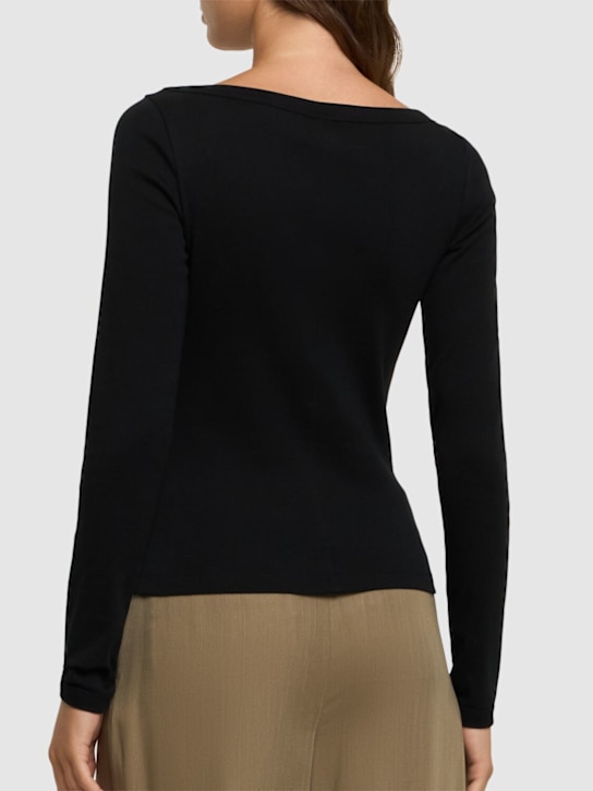 Flore Flore: Steffi Longsleeve organic cotton t-shirt - Black - women_2 | Luisa Via Roma