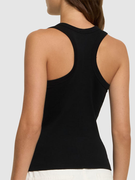 Flore Flore: Hannah Tank organic cotton rib tank top - Black - women_2 | Luisa Via Roma