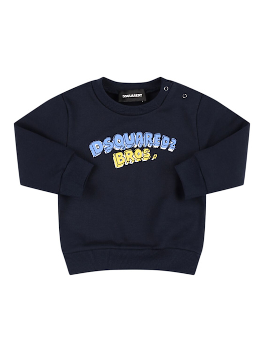 Dsquared2: Printed cotton crewneck sweatshirt - kids-boys_0 | Luisa Via Roma