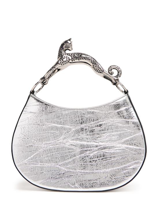 Lanvin: Cat leather hobo bag - Silver - women_0 | Luisa Via Roma