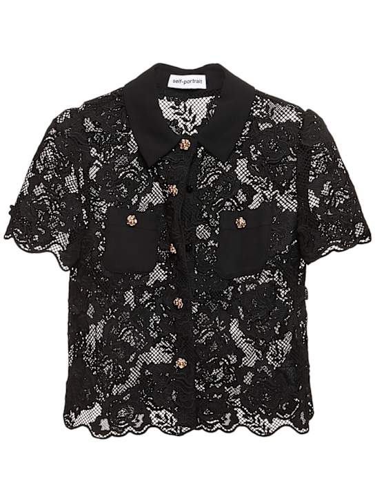 Self-portrait: Short sleeve lace top - women_0 | Luisa Via Roma