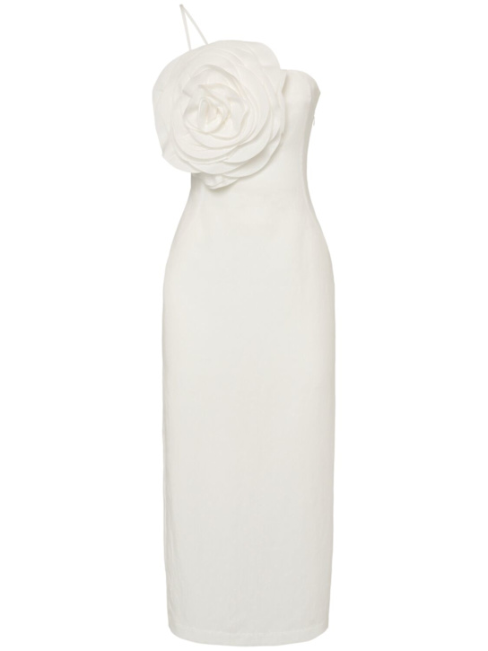 Washed gabardine dress w/ rose - Thumbnail 1