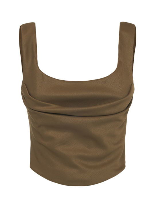 Giuseppe Di Morabito: Top in lana drappeggiata - Verde Oliva - women_0 | Luisa Via Roma