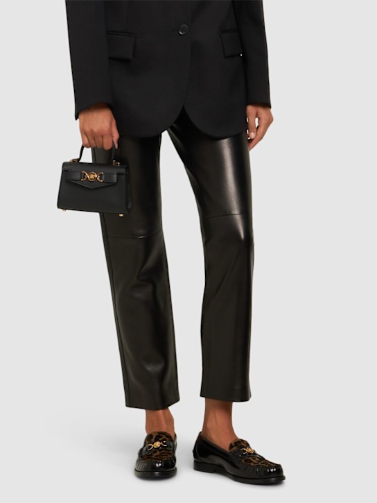 Versace: 20mm Leather loafers - Black/Leopard - women_1 | Luisa Via Roma
