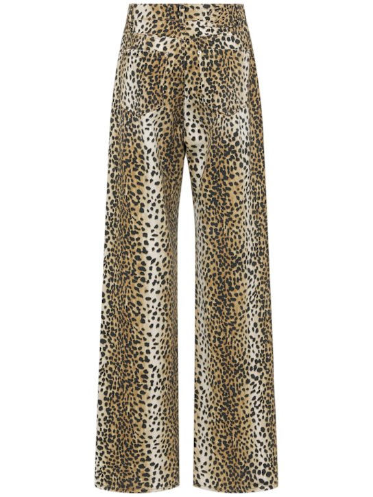 Blumarine: Leopard print high rise boyfriend jeans - Multicolor - women_3 | Luisa Via Roma