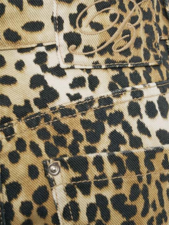 Blumarine: Leopard print high rise boyfriend jeans - Multicolor - women_5 | Luisa Via Roma