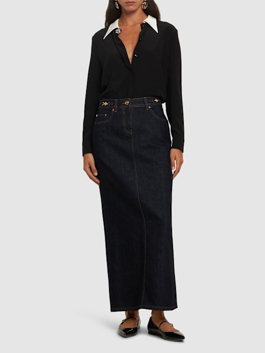 Versace: Denim long skirt - women_1 | Luisa Via Roma