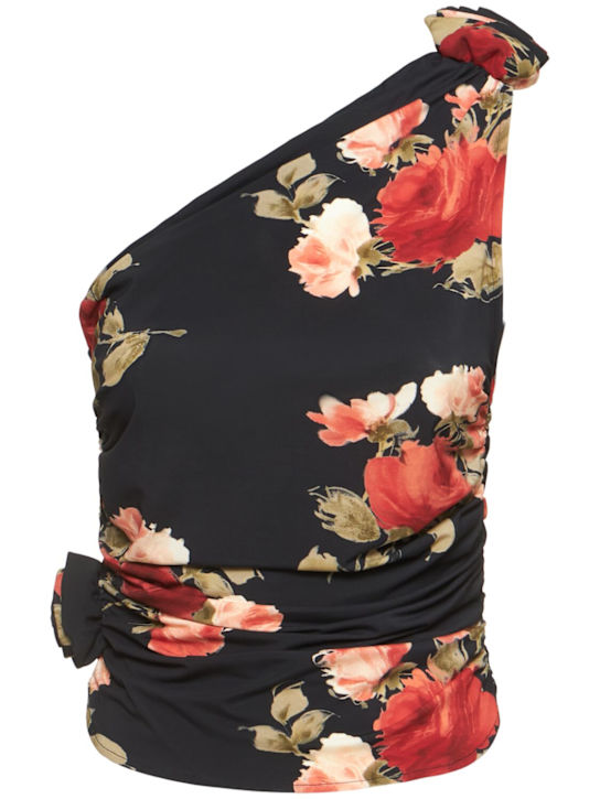 Magda Butrym: Draped printed jersey one shoulder top - women_0 | Luisa Via Roma