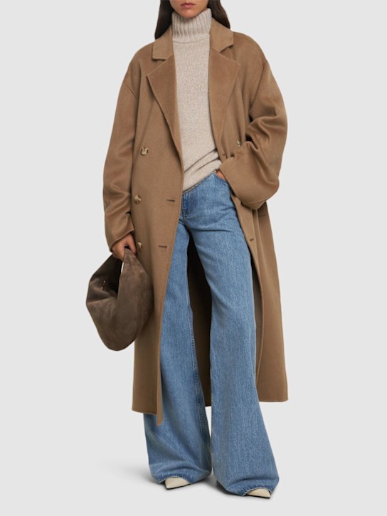 Loulou Studio: Manteau long en laine à double boutonnage Borneo - Beige - women_1 | Luisa Via Roma